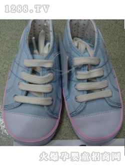 麗嬰房藍(lán)色粉邊寶寶鞋