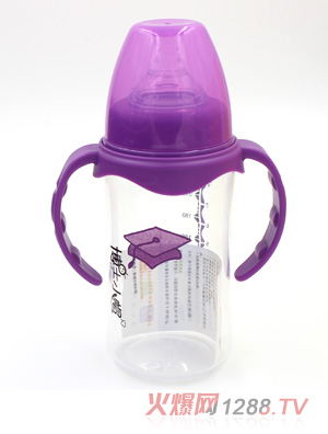博士小帽P(pán)P有柄自然親子寬口奶瓶240ml紫色