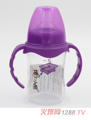 博士小帽P(pán)P有柄自然親子寬口奶瓶180ml紫色