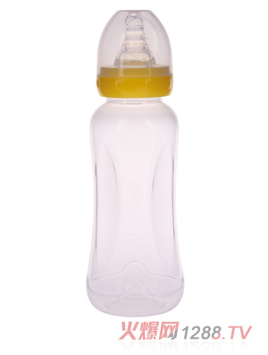 優(yōu)嘻噯無柄標(biāo)口PP奶瓶240ML黃色