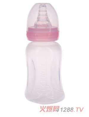 優(yōu)嘻噯無(wú)柄標(biāo)口PP奶瓶150ML黃色粉色