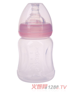 優(yōu)嘻噯無(wú)柄標(biāo)口PP奶瓶180ML粉色