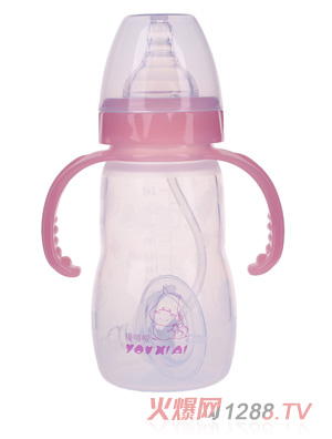 優(yōu)嘻噯硅膠奶瓶240ML粉色