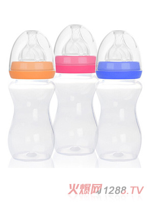 愛弗圖西280ML寬口徑PP奶瓶（橙色、玫紅、藍(lán)色）