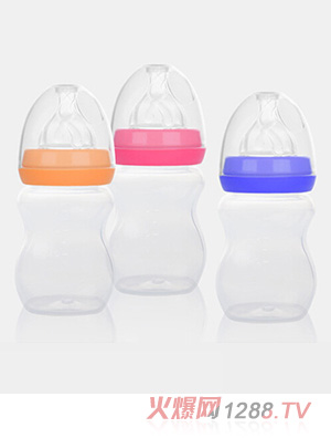 愛弗圖西200ML寬口徑PP奶瓶（橙色、玫紅、藍(lán)色）