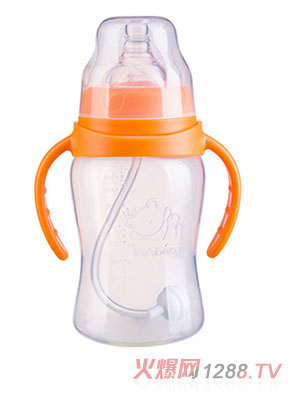 倍喜寬口弧形PP奶瓶270ml（杏色）