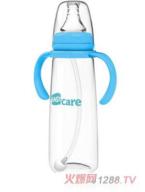 伊斯卡爾240mlPP自動標準口徑奶瓶（藍）