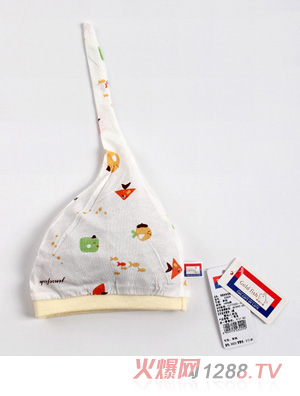 金色小魚(yú)單面蘆薈纖維寶寶帽