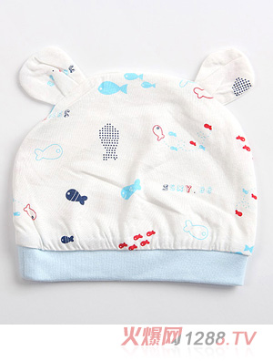 金色小魚(yú)單面竹纖維雙耳帽