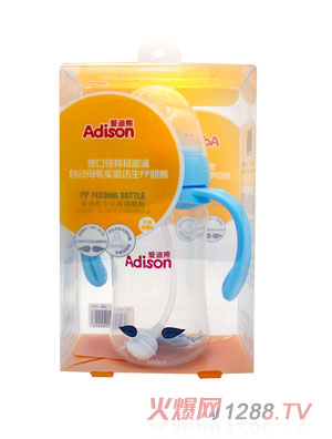 愛迪熊300寬口徑有耳感溫自動母乳實感仿生PP奶瓶