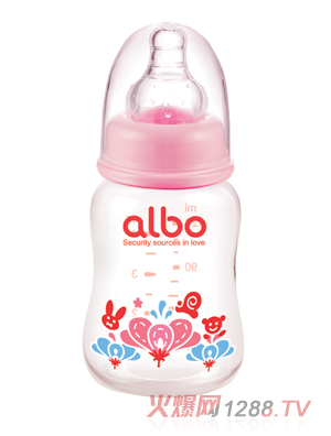 愛(ài)樂(lè)寶120ml標(biāo)口PP初生奶瓶紅花