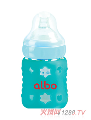愛(ài)樂(lè)寶150ml硅膠感溫玻璃奶瓶藍(lán)