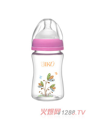 比酷熊嬰幼兒PP奶瓶120ML玫紅色