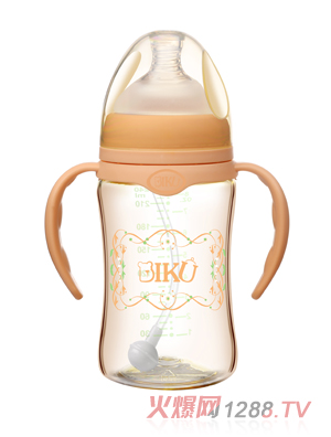 比酷熊PPSU嬰幼兒雙手柄奶瓶橘色