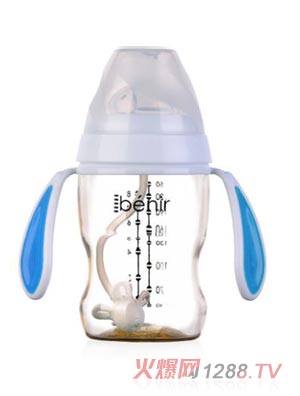 清素250ml寬口自動PPSU奶瓶配變流量奶嘴-藍色