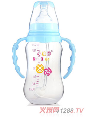 小孩國標口自動弧形PP安全奶瓶210 ML藍色