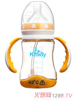 可米迪PPSU感溫自動奶瓶210ml橙色