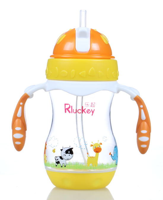 樂起PP帶吸管水壺240ml橙色