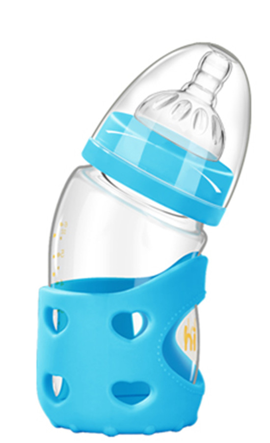 浩一貝貝新生兒彎頭寬口防脹氣奶瓶藍色160ml